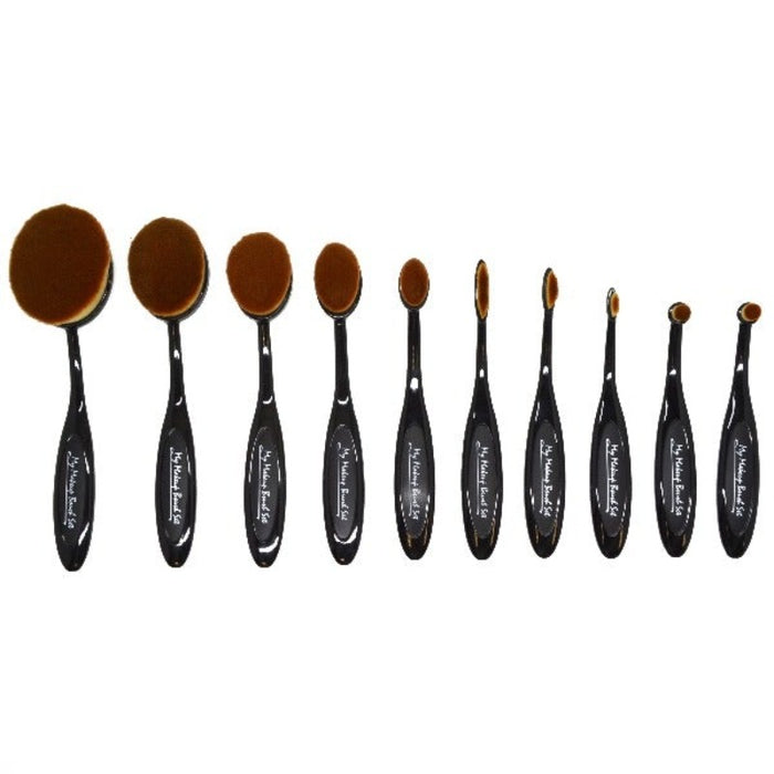 10 Piece Black Oval Brush Set