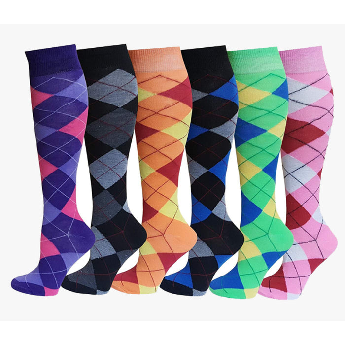Multi Colorful Patterned Knee High Socks For Women