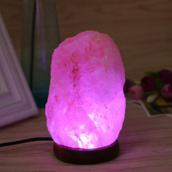 Classic Himalayan Salt Lamp With Wooden Base