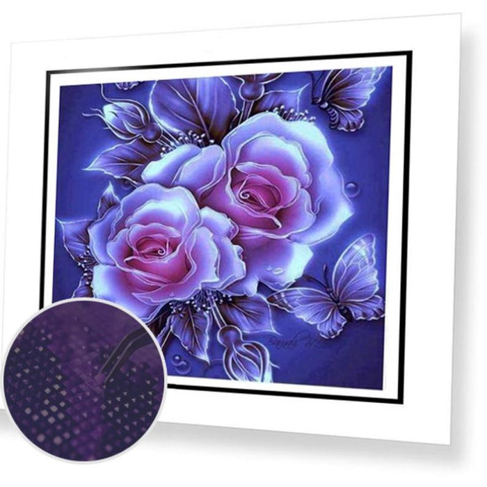 Paint By Diamonds Kit - Glowing Purple Roses 5D