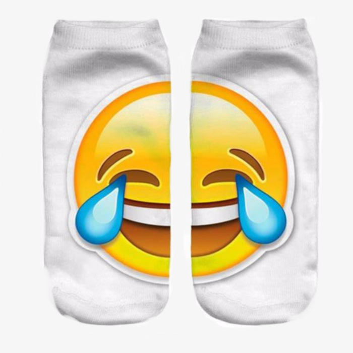 3D Laughing Emoji Fashion One Side Print Cotton Socks - FREE SHIP DEALS