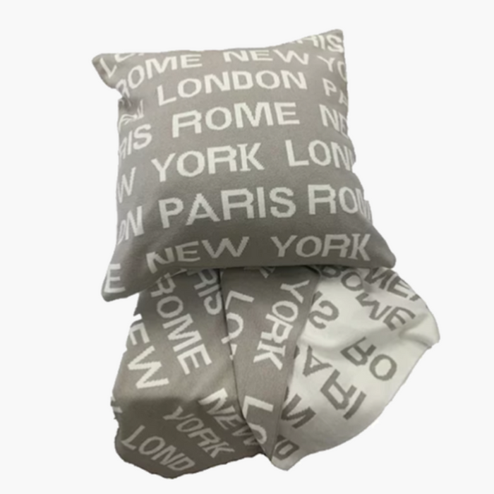 Travel The World Throw Blanket and Cushion Set